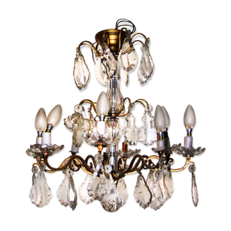 Lustre cristal et bronze ancien