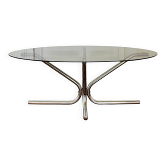 Table basse ovale design 1970 pied tulipe