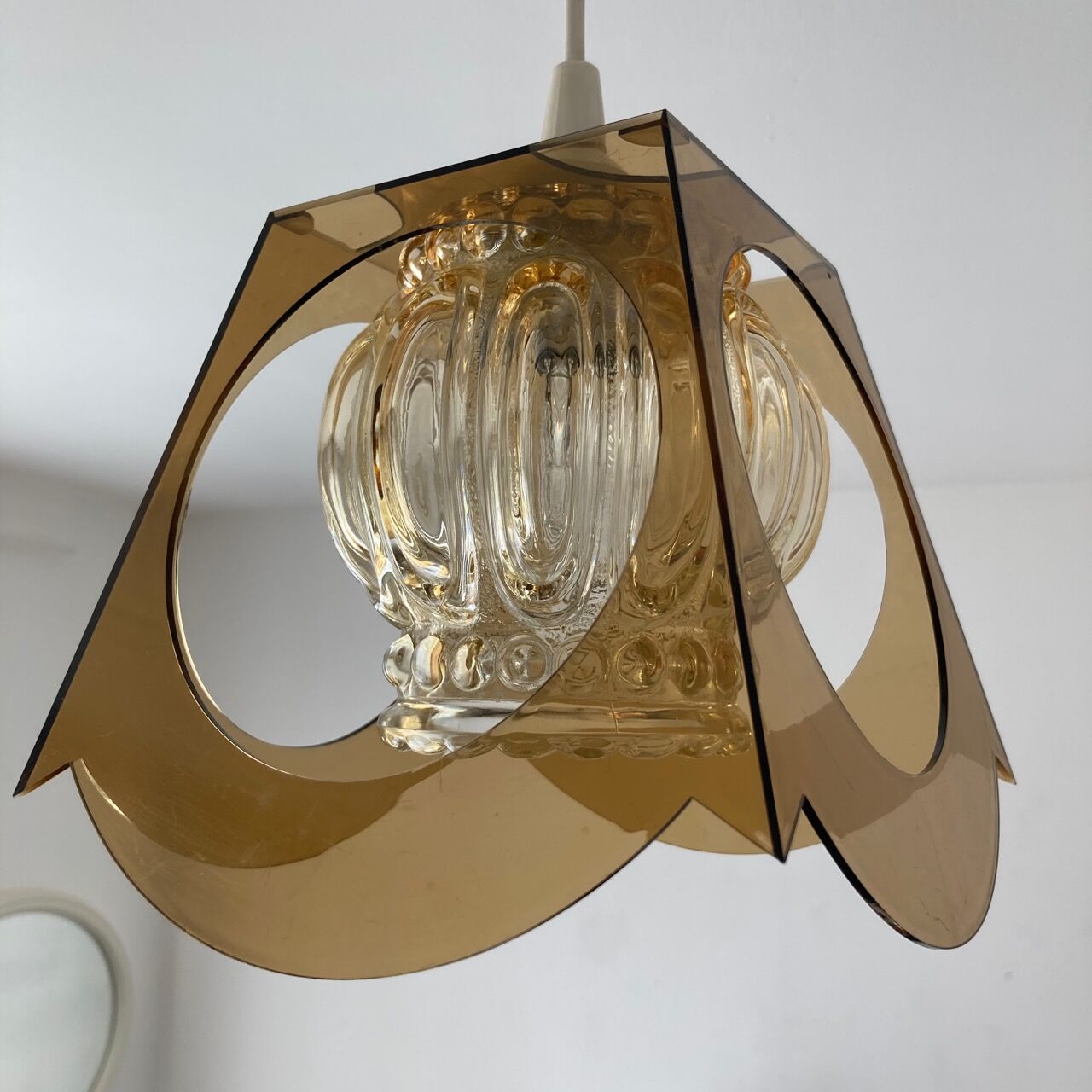 Plexi chandelier and glass