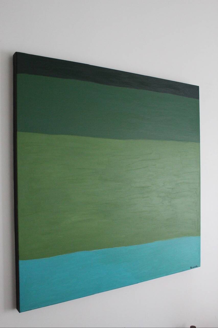 Abstract on canvas 100x100x4cm "Green Softness"