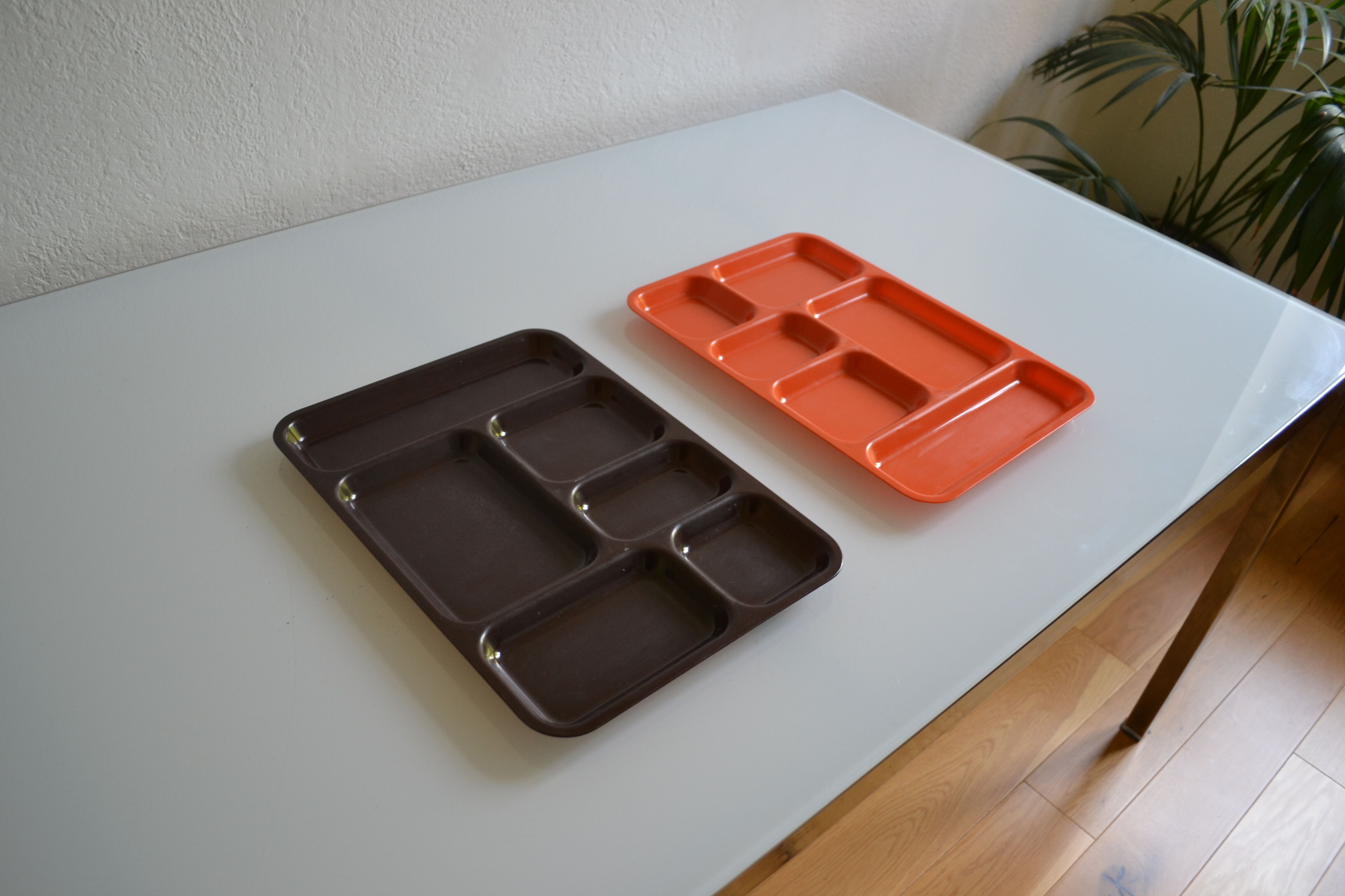 Set of 2 vintage 70's meal trays
