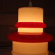 Vintage hanging lamp in red and white opaline