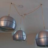 Set of 3 space age pendant lights, 1970s