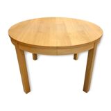 Vintage Round Oak Dining Table with Butterfly Extension 1960s Denmark