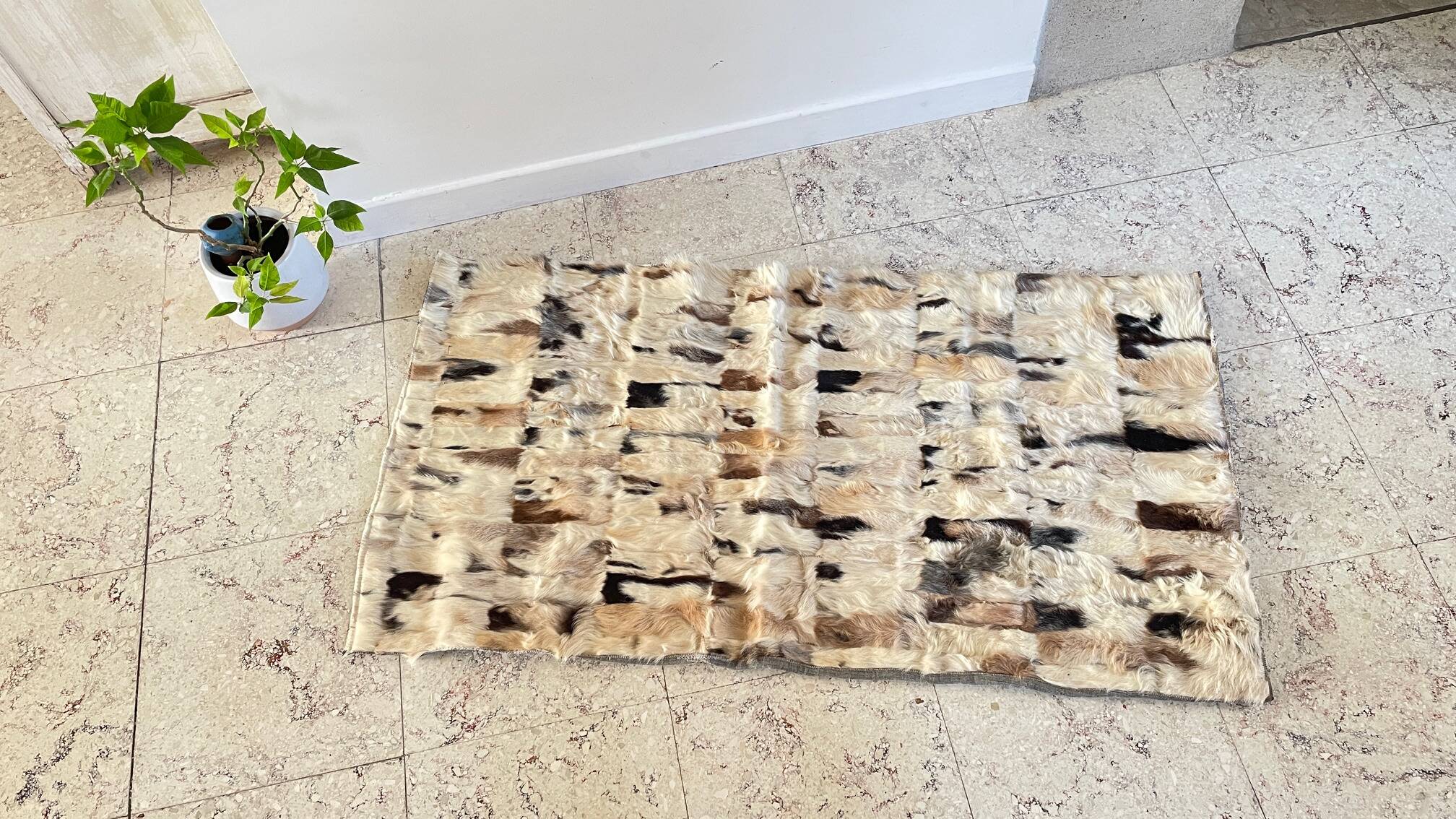 RUG Skin 1970s Beige-Brown - 56 x 107cm