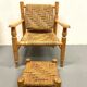 Wood and rope armchair and footrest