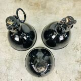 Large black enamelled factory lamp by elektrovit
