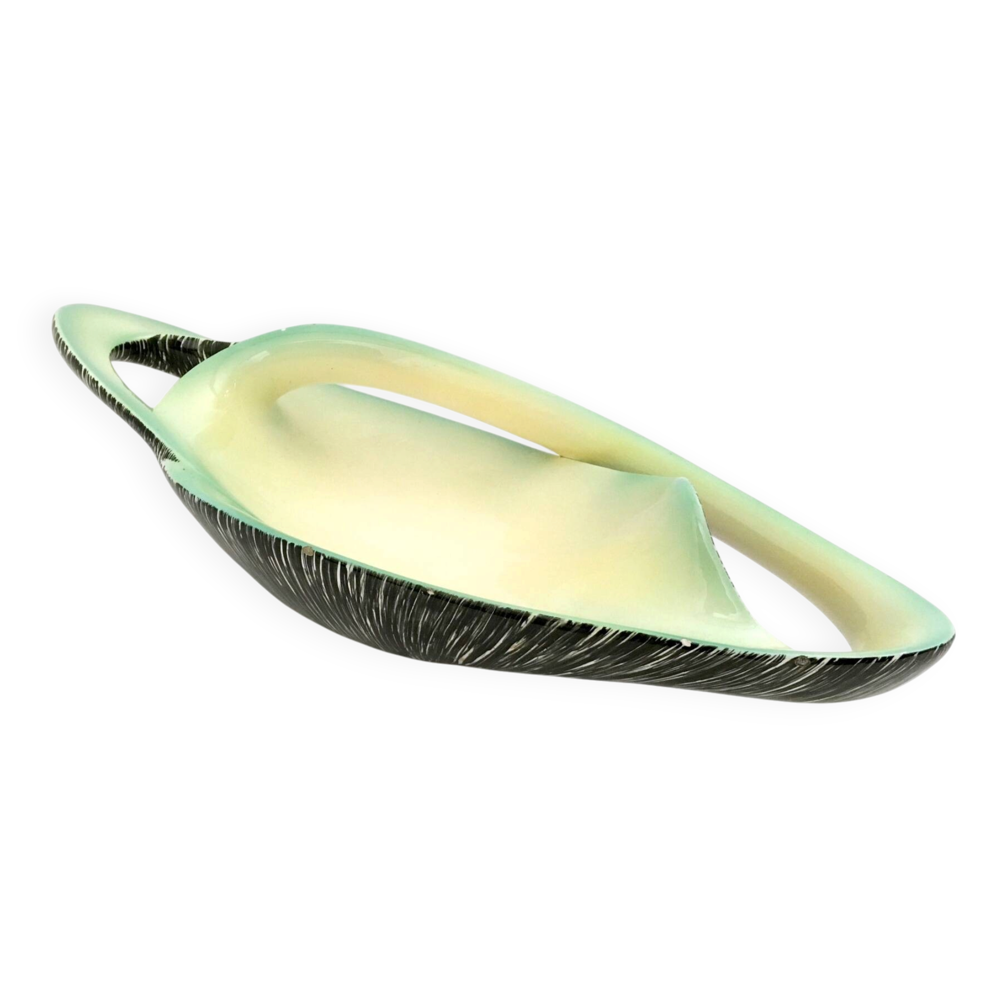 Vintage Black, Yellow and Green Ceramic Centrepiece by Vibi, Italy