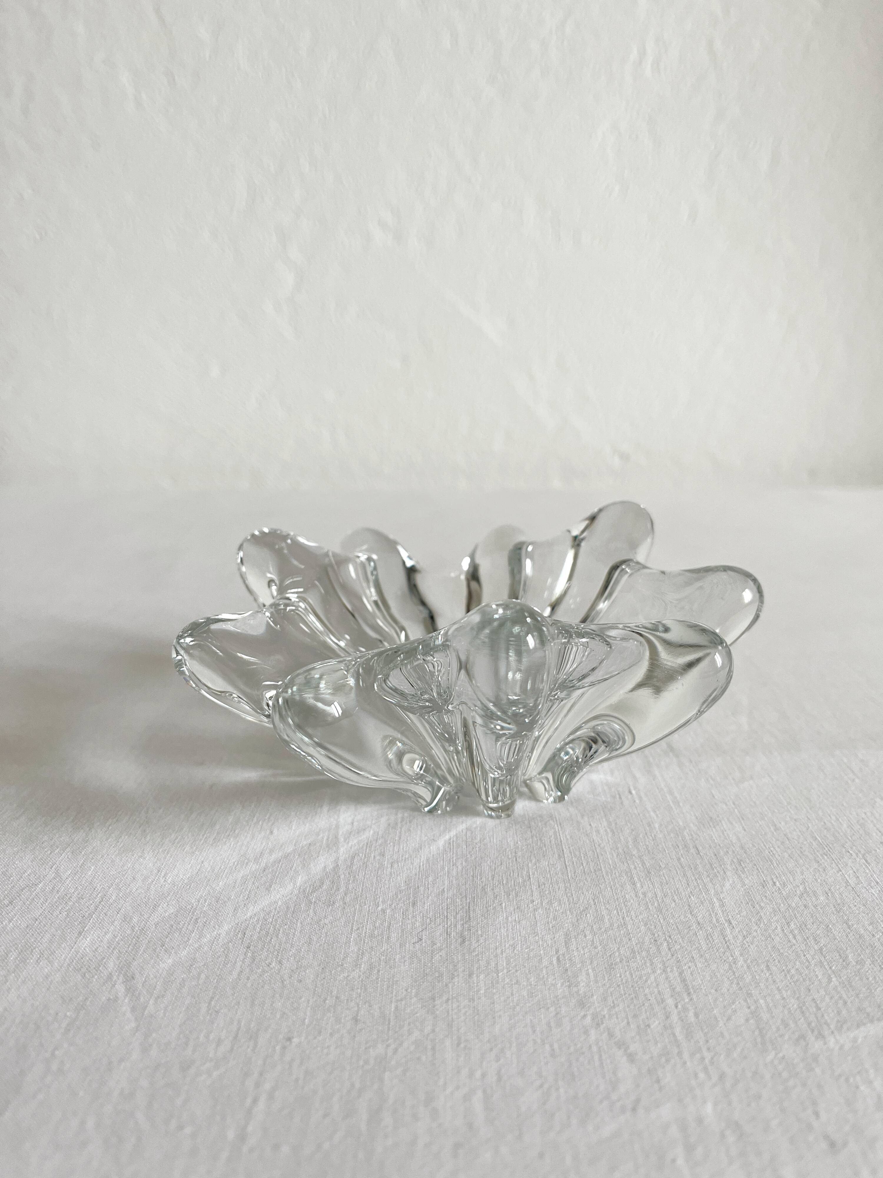 Vintage 70s organic shaped crystal ashtray