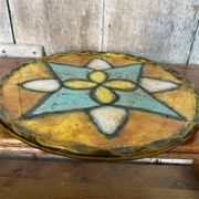 Antique VALLAURIS Style Trivet Multicolored Ceramic Made France #B774