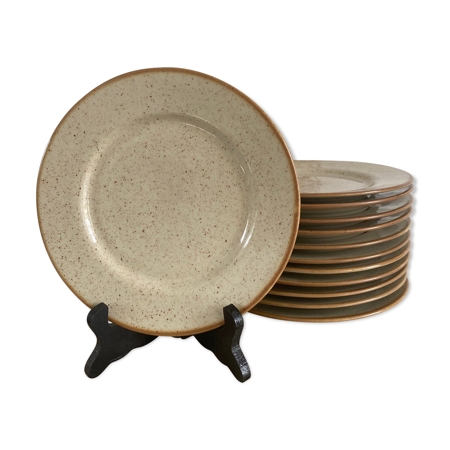 Set of 12 dessert plates in Tulowice Poland 50s stoneware