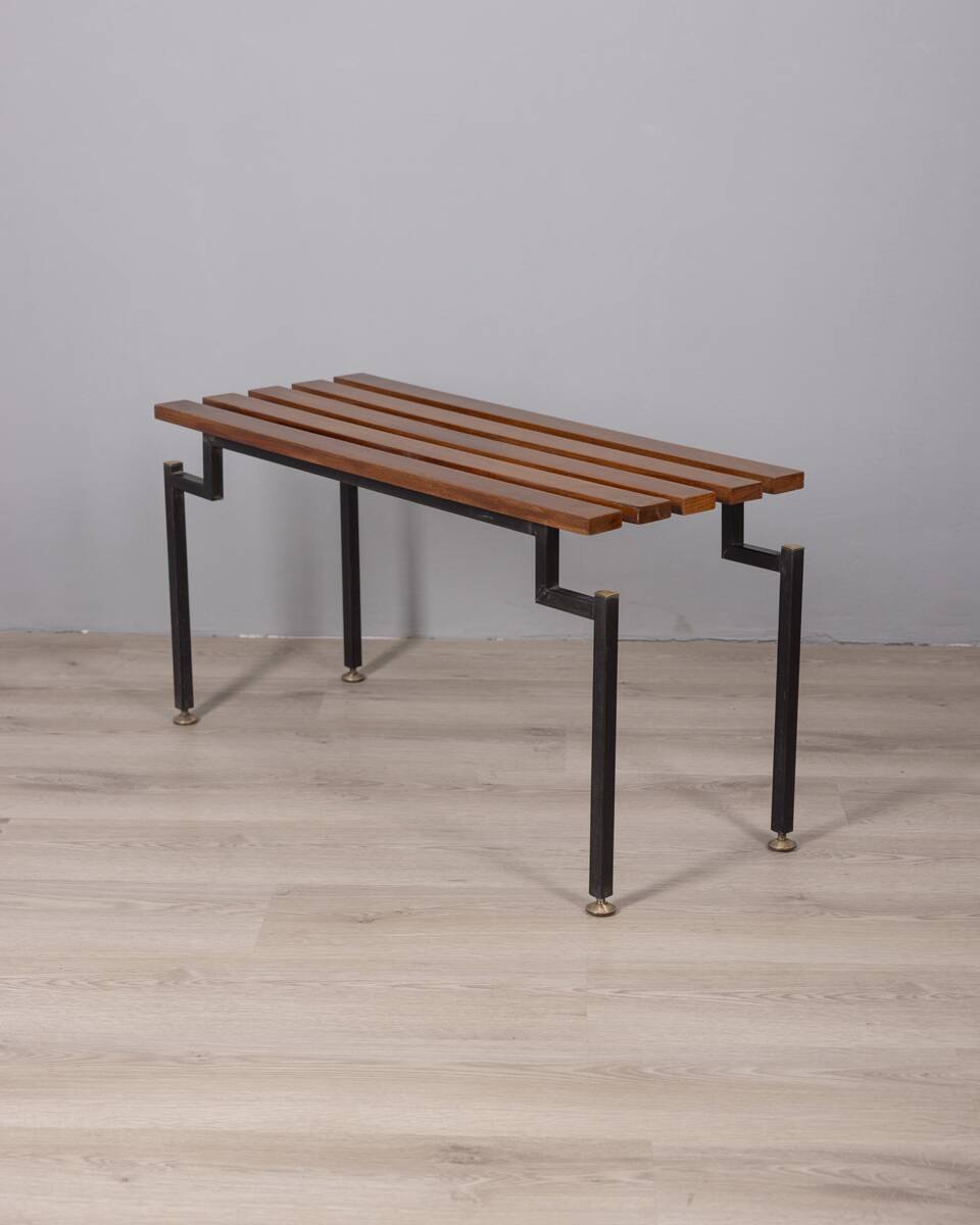 Vintage 1960s teak wood bench with italian design