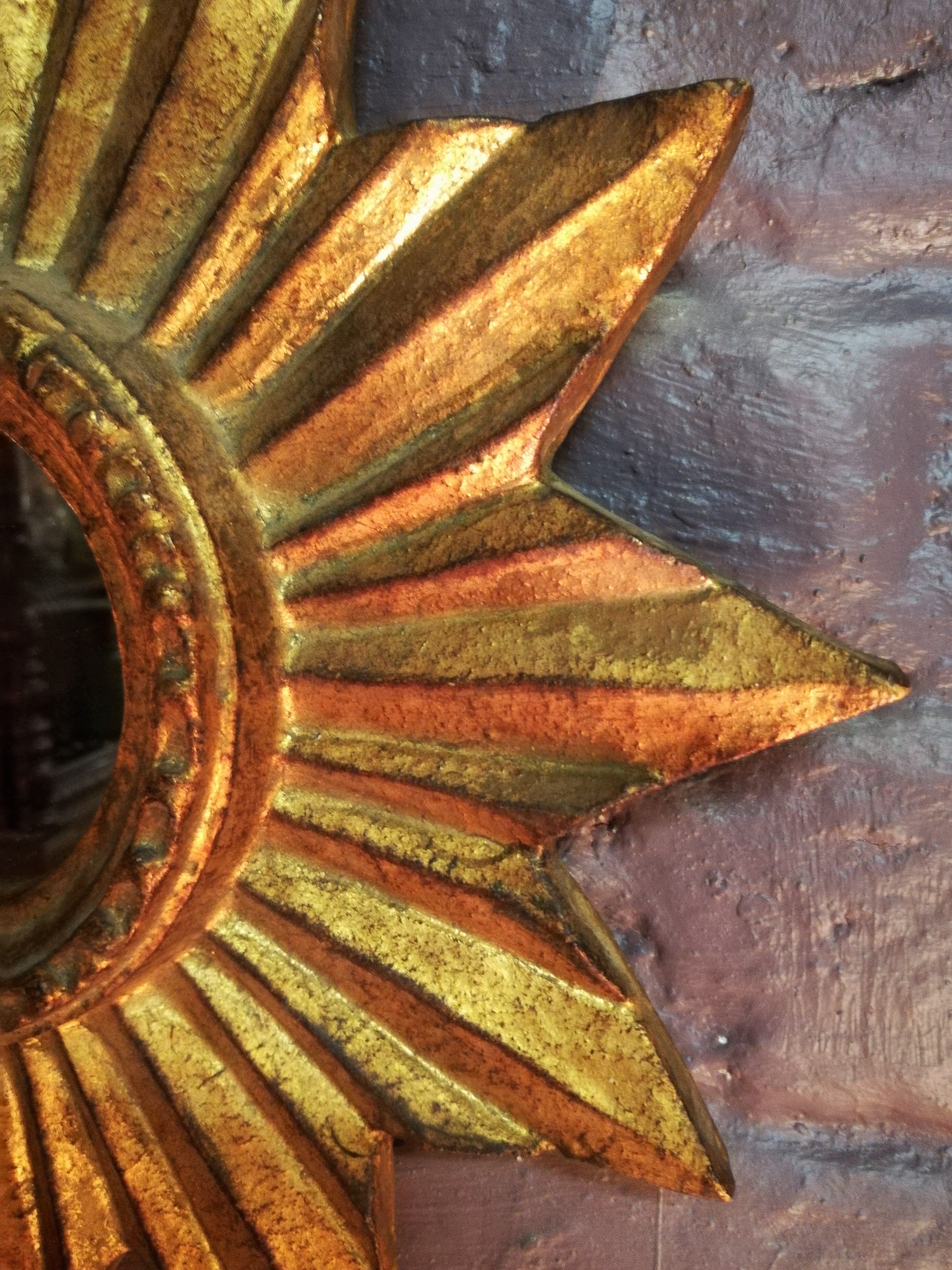 Sunny gilded wooden mirror 35x35cm