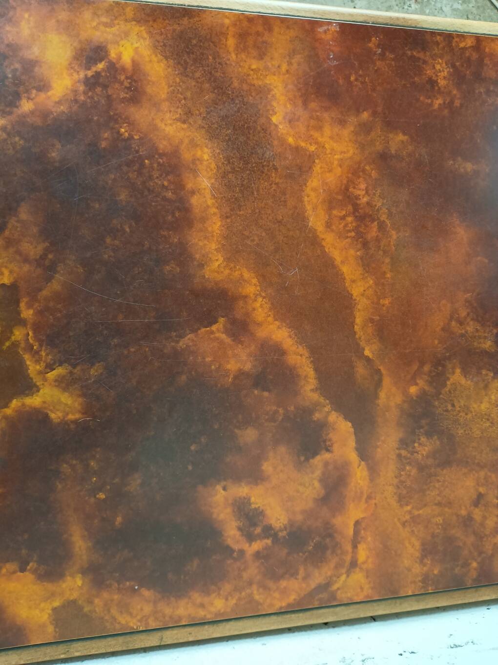 50s bistro table in brass formica