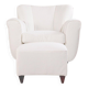 2 sets of Italian armchair with pouf in white fabric, Italy, 1940s