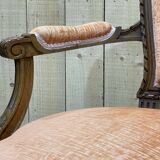 Pair of Louis XVI style armchairs in molded beech, work from the 1950s