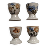 Ceramic egg cups with hand-painted floral decoration, stoneware, bohemian countryside