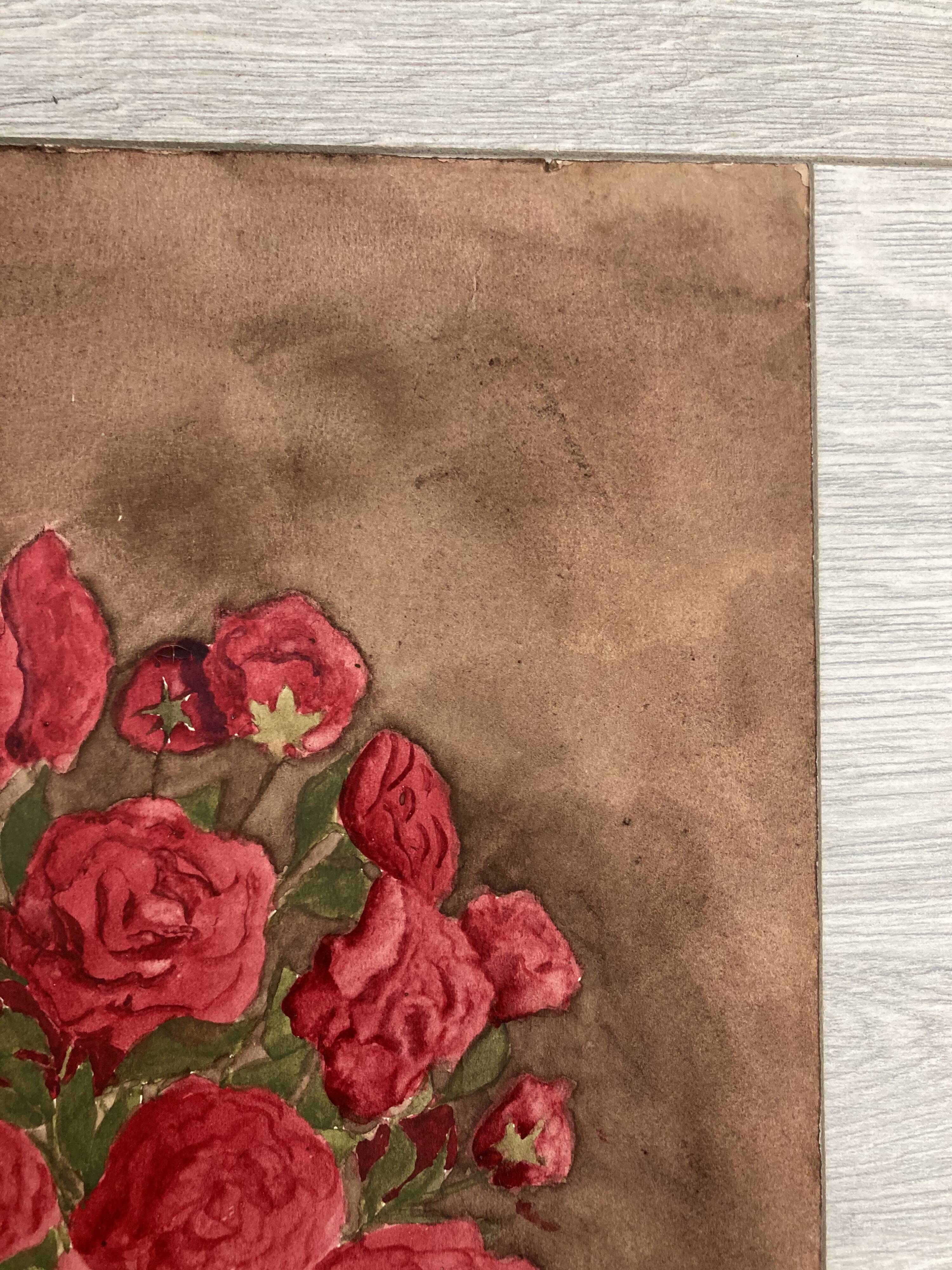 Watercolor with bouquet of roses