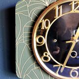 Rectangular silent vintage wall pendulum pendulum clock "golden green black"