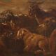 Peinture ancienne paysage avec des chèvres du XVIIe siècle