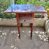 Foldable side table for washing or applying makeup in varnished solid wood 1920