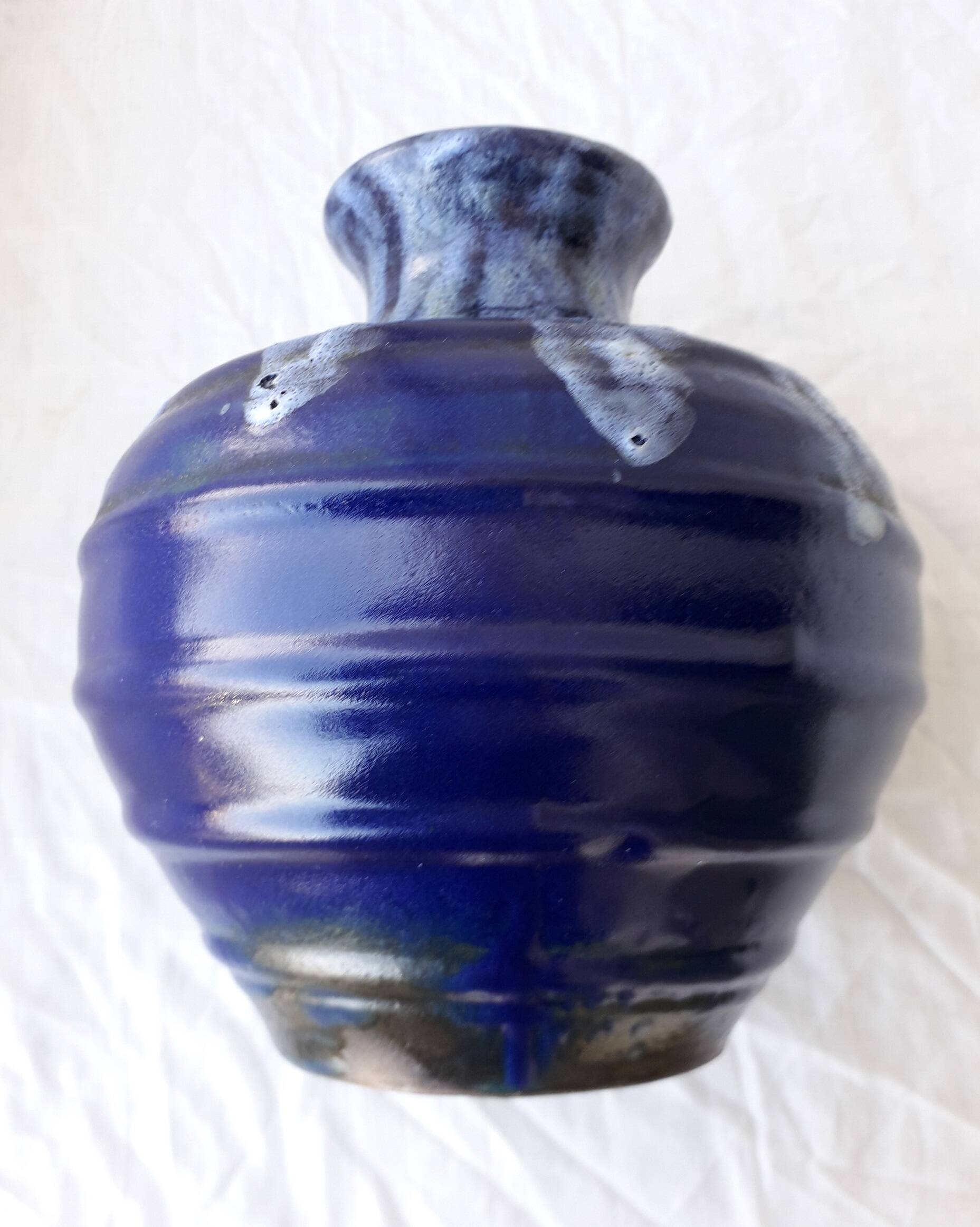 Blue stoneware vase
