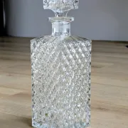 Square Whisky Carafe with Diamond Point Decoration in Moulded-Cut Glass