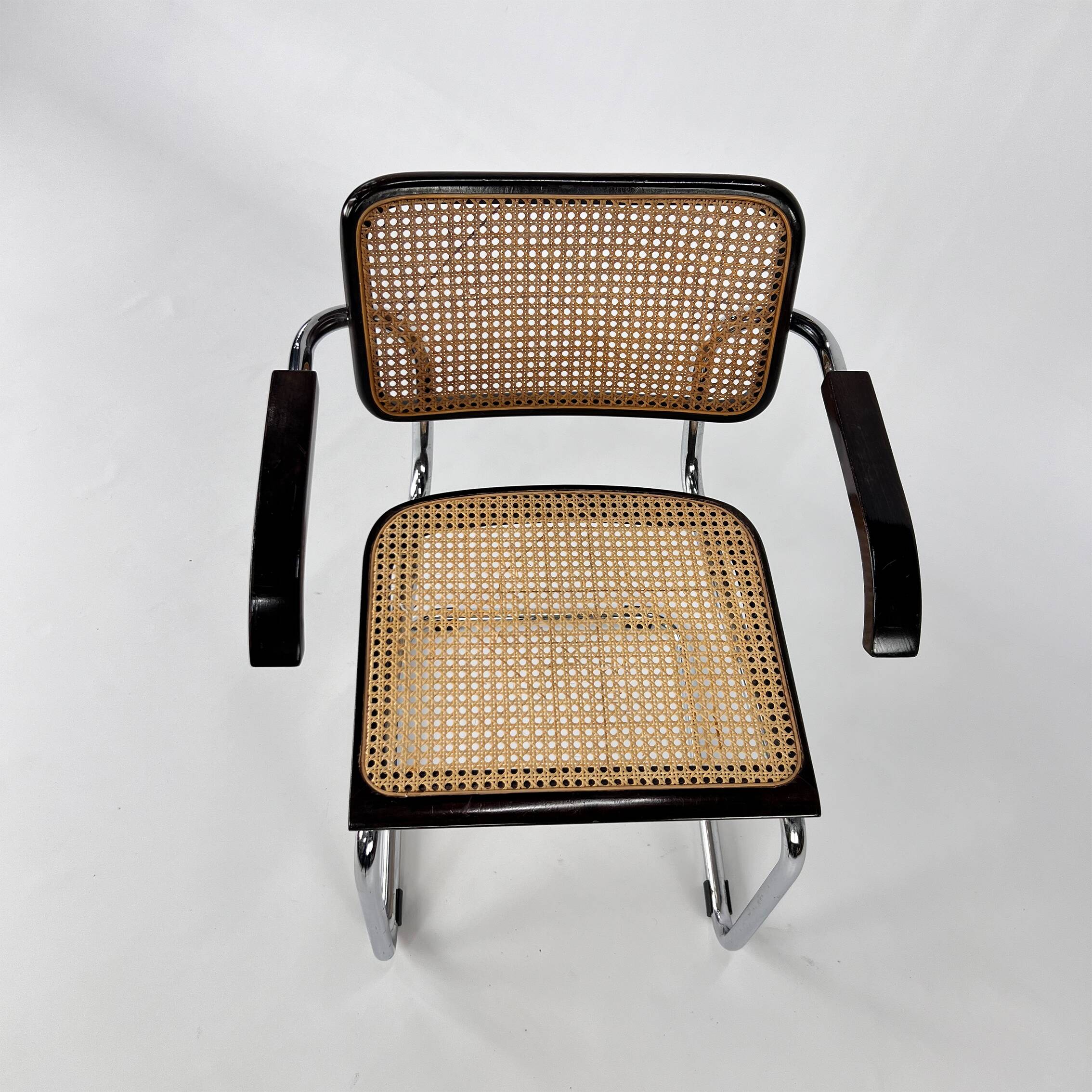 Tubular Frame and Cane Cantilever Dining Chair, Italy, 1970s