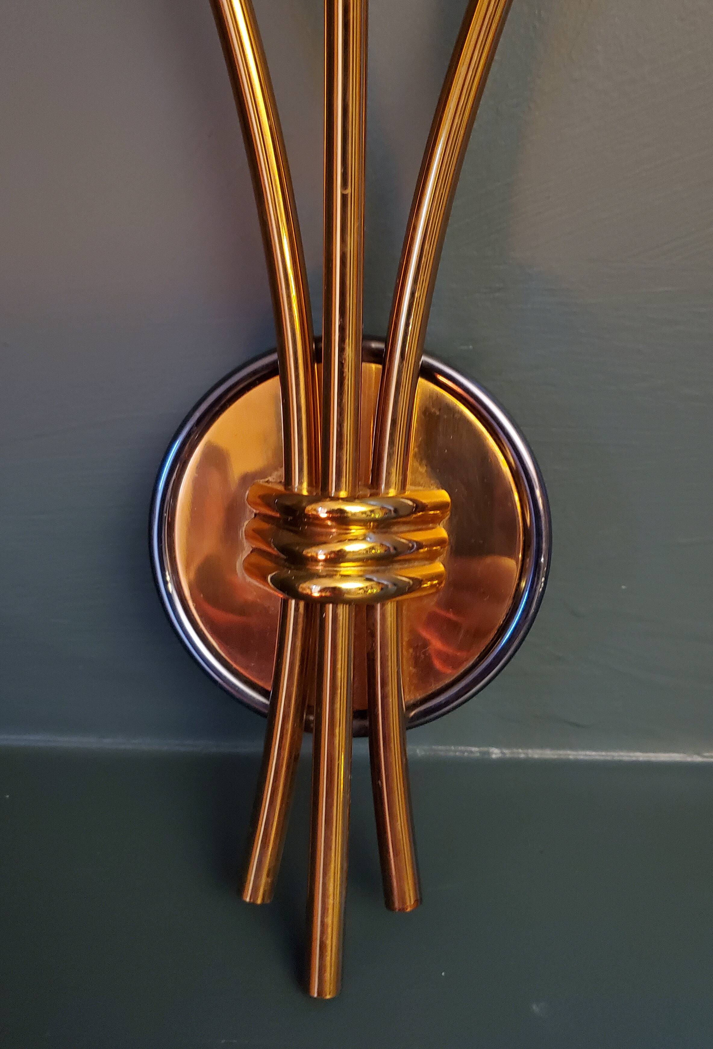 Art deco metal and opaline wall light
