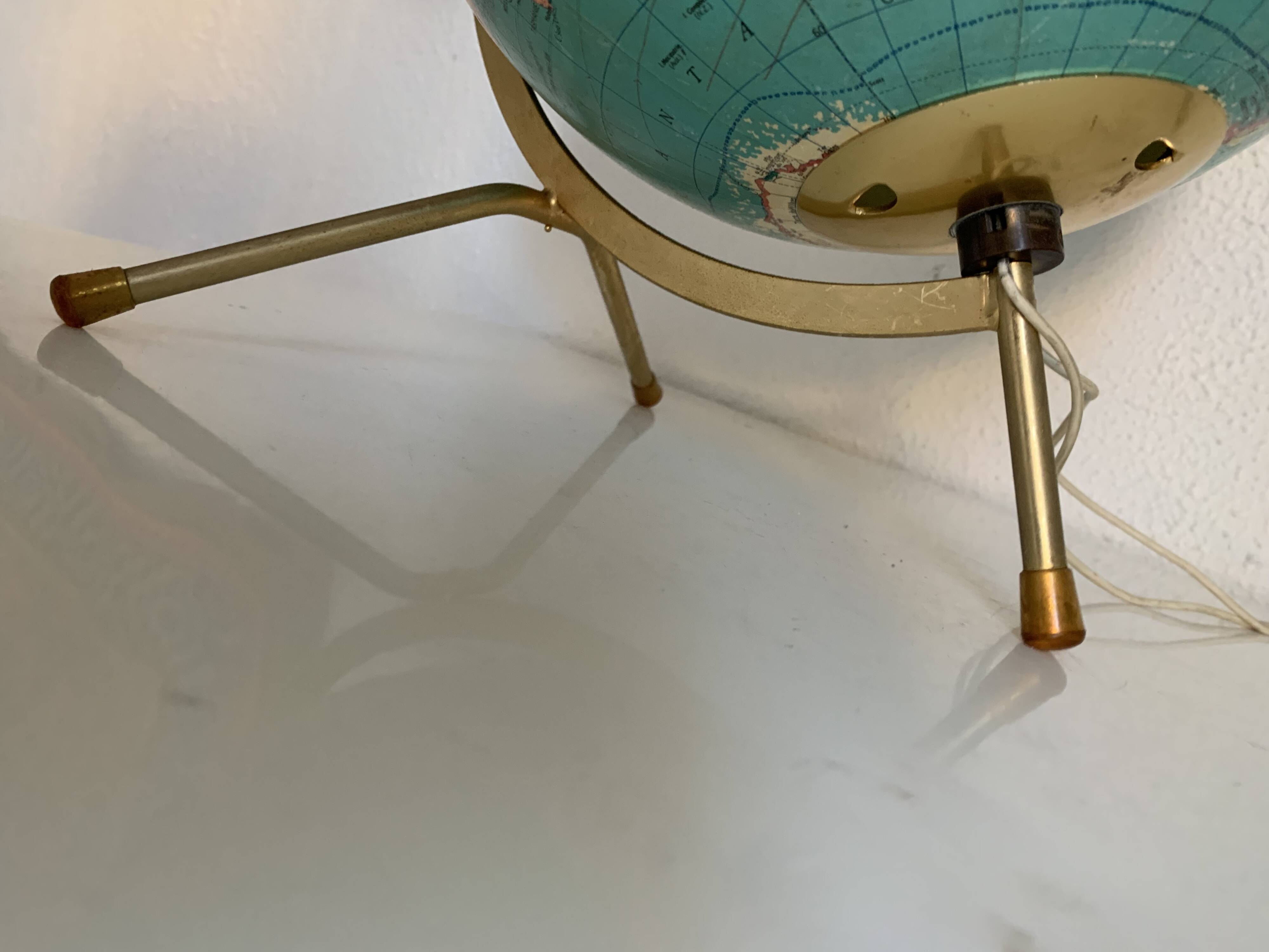 Vintage 1969 globe terrestrial tripod glass Taride - 33 cm