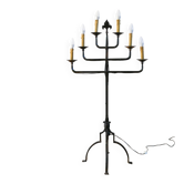 Grand lampadaire Brutaliste en fer forgé, six feux, 1970