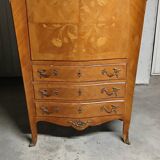 Rosewood secretary desk with flowers - marble top
