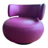 Armchair Curl leather heater fuschia Roche Bobois swivel