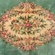 French Green Wool and Floral Rug in the style of Aubusson, 20th Century