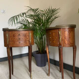 Pair of bedside tables in the shape of a stab, Louis XVI style