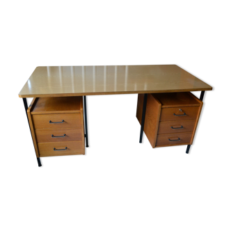 Modernist desk with two oak pedestals from the 60s