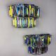 Pair of 2-tier Paolo Venini iridescent Murano glass wall lights, Italy, 1970s