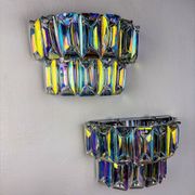 Pair of 2-tier Paolo Venini iridescent Murano glass wall lights, Italy, 1970s