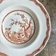 Assiette creuse en terre de fer anglaise ocre, service "Furnivals Quail"