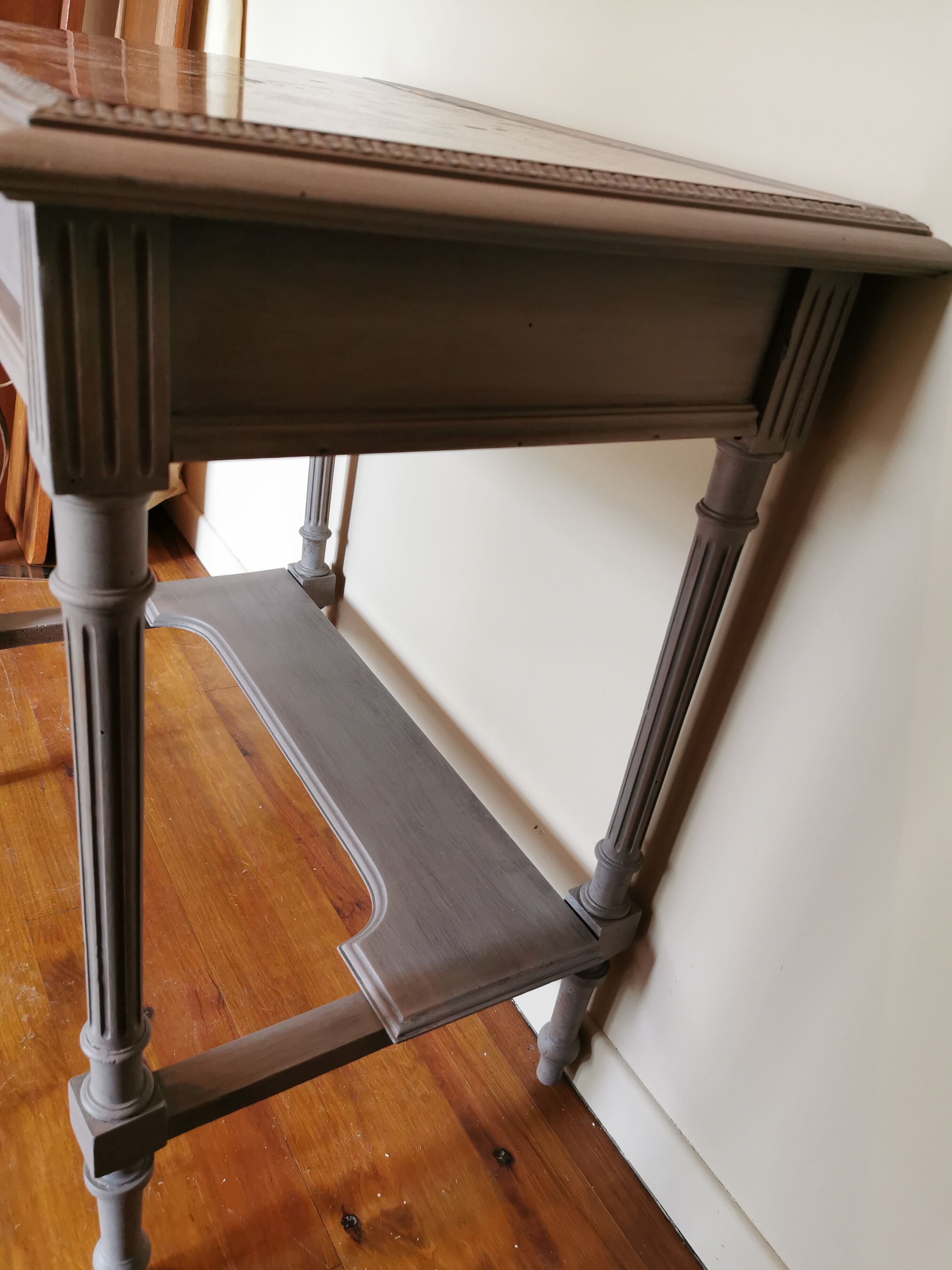 Restored old side table with marble