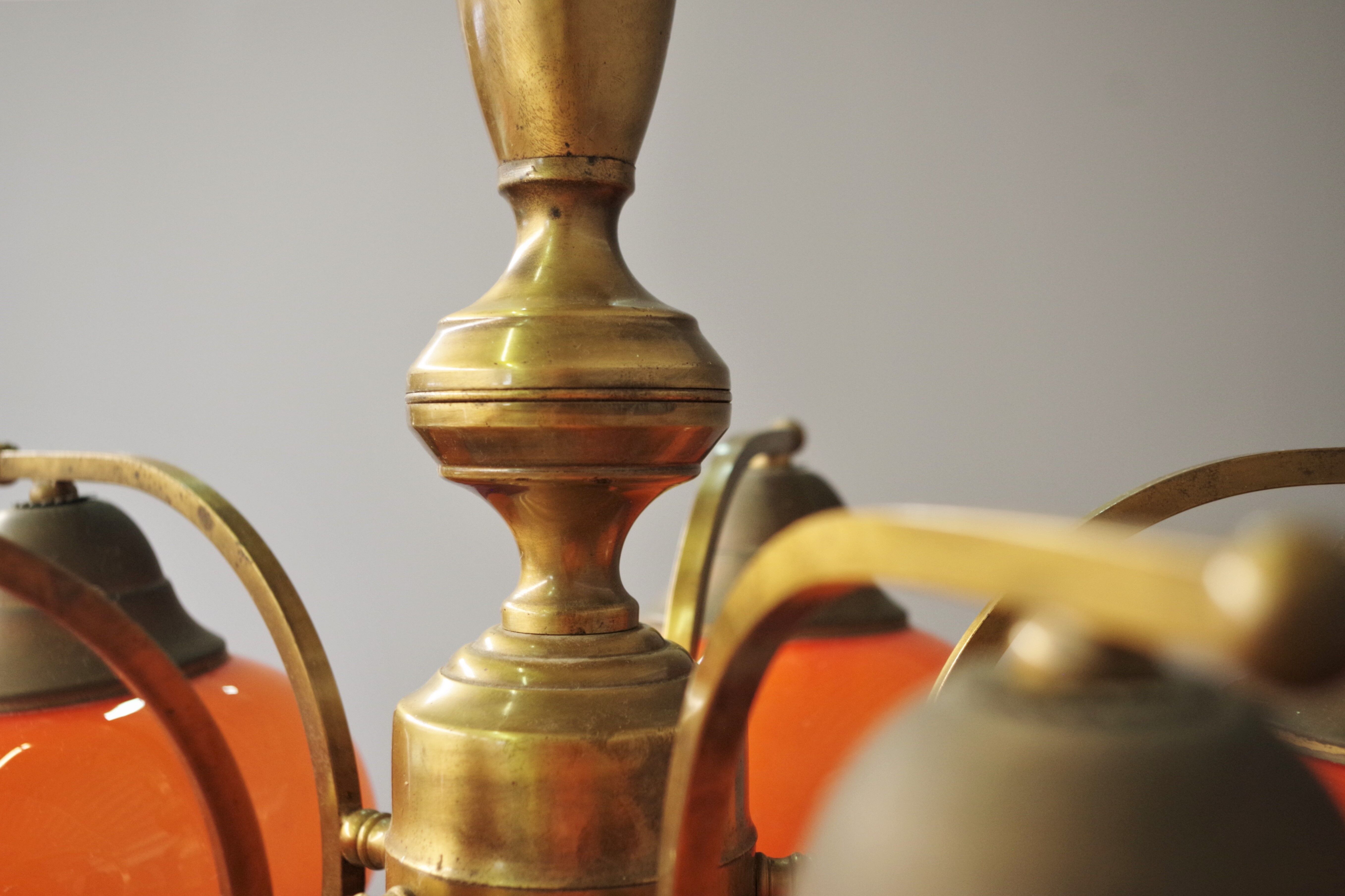 Brass ceiling chandelier, 1960s