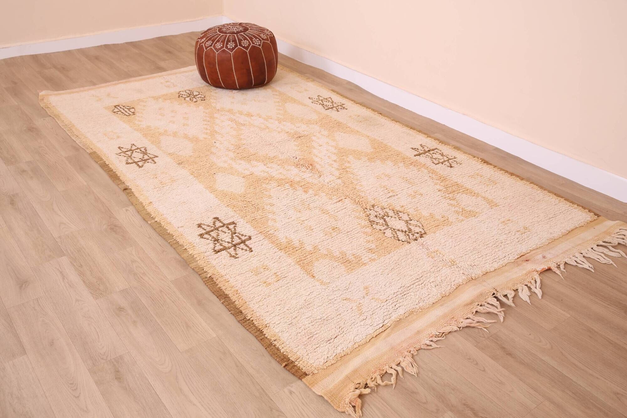 Yellow Vintage Moroccan Rug 159 x 282, Berber Wool Rug, Handmade Boho Rug