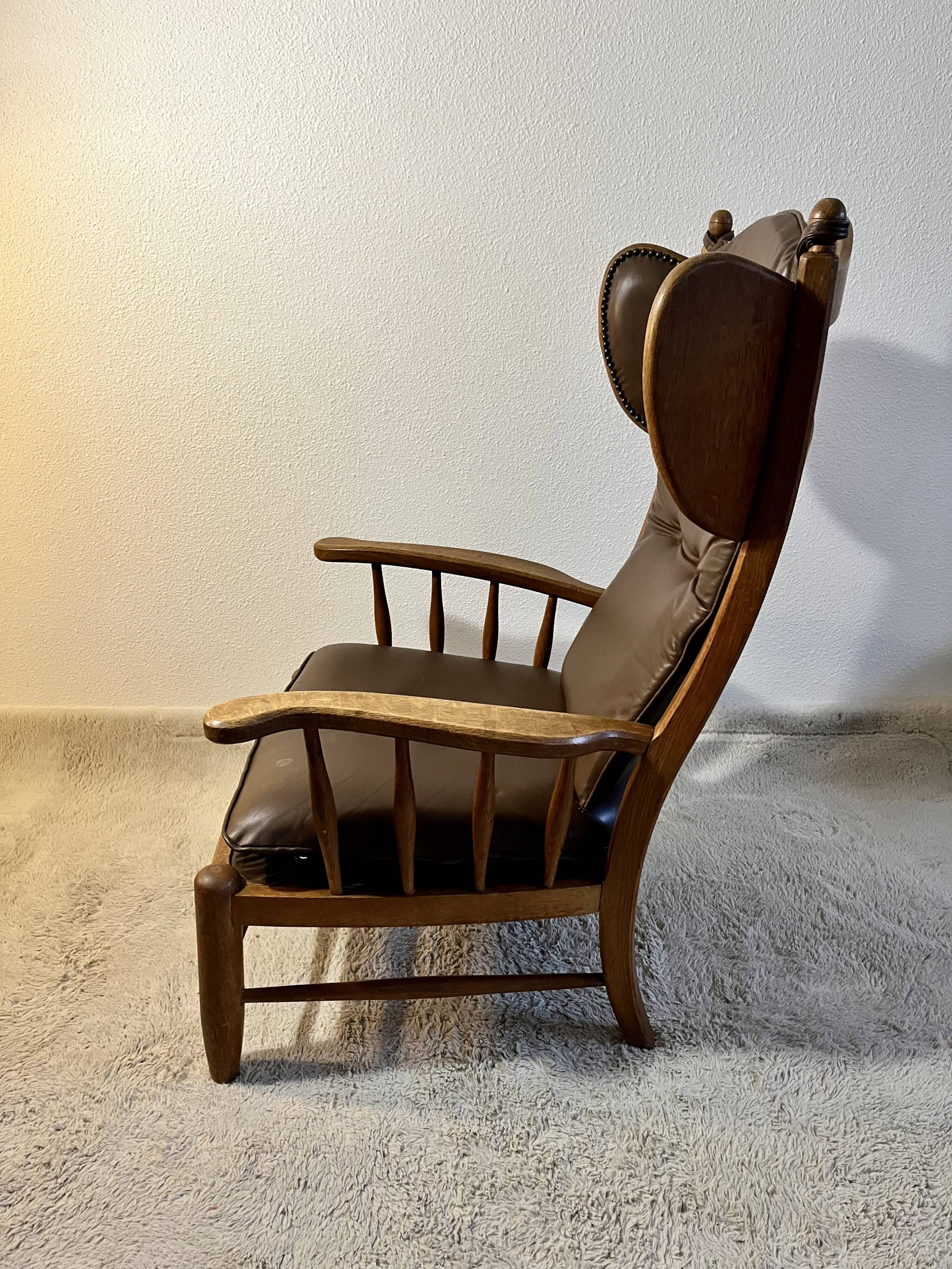 1950s leather wingback armchair