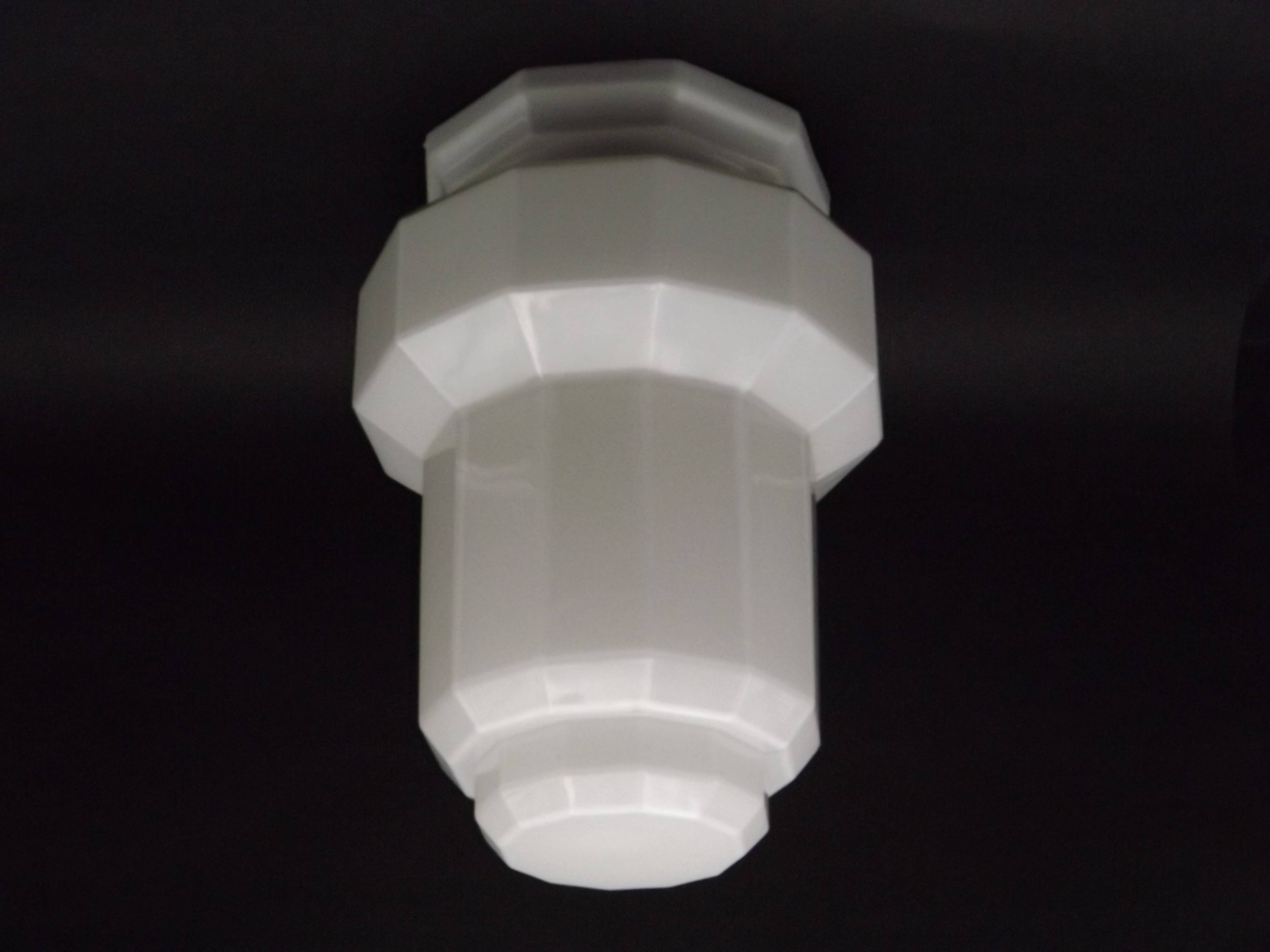 French Art Deco Skyscraper Ceiling Light White Opaque Glass - Limoges Mount