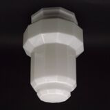 French Art Deco Skyscraper Ceiling Light White Opaque Glass - Limoges Mount