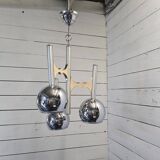Vintage 3-light chrome metal chandelier