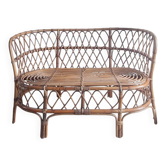 Rattan and wicker bench circa the 1960s.