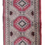 Tapis vintage ouzbek Bukhara fait main en laine et soie – 32 x 97 cm