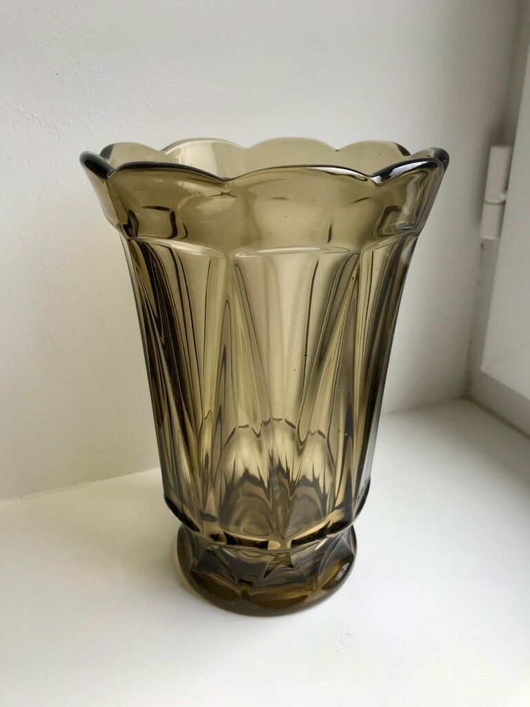 Smoked glass vase 70s