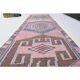 1970s Vintage Turkish Oushak Handmade Wool Cotton Pink Runner Rug 89x299